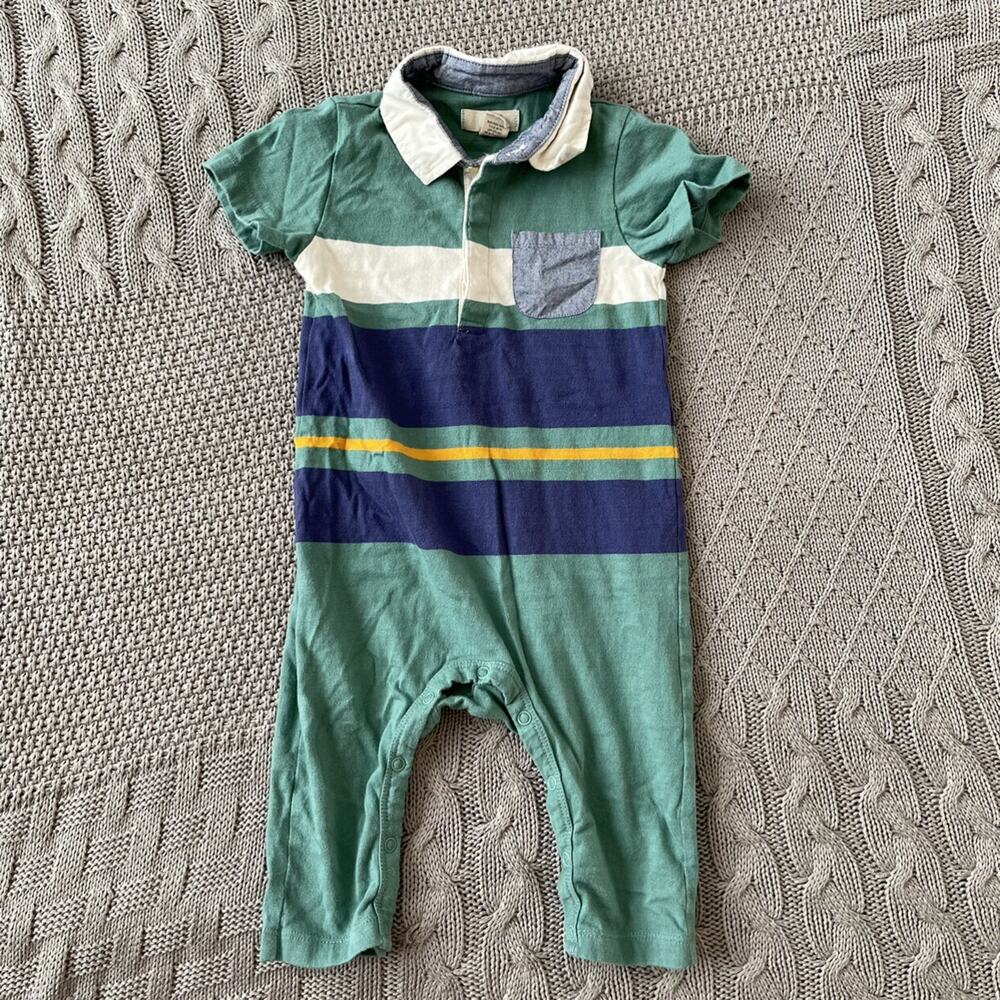 Peek Green & Blue Romper ~ 6/12M
